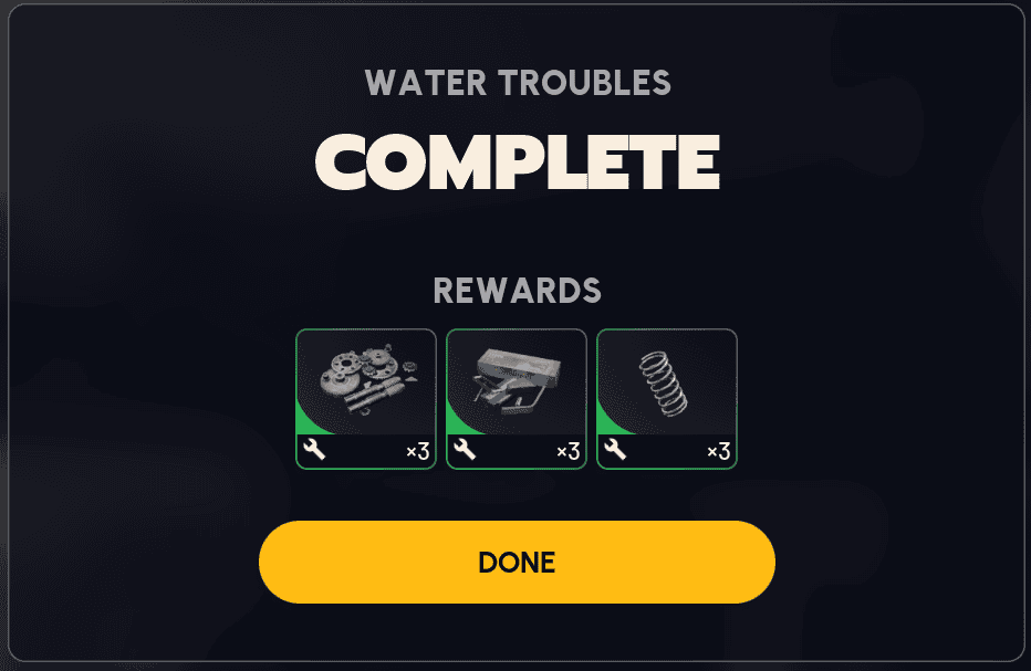 Water Troubles rewards