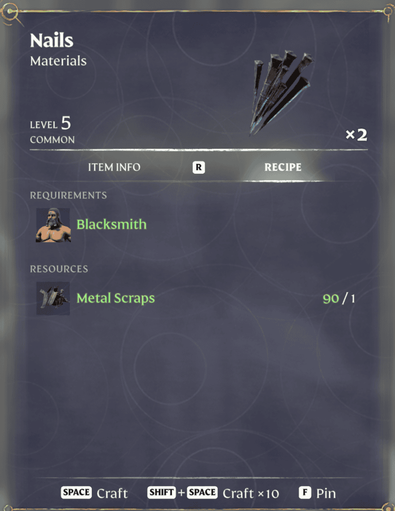 Enshrouded Craft Nails | gamenautica Enshrouded Craft Nails