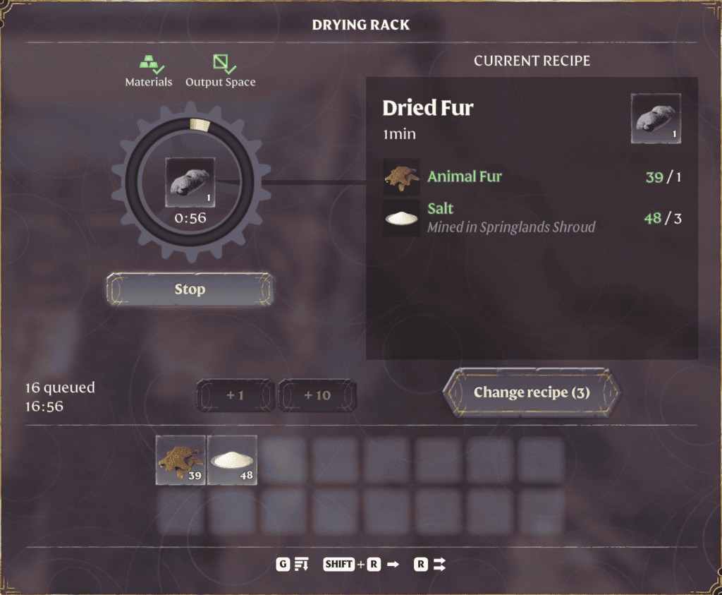Enshrouded Crafting Dried Fur | gamenautica Enshrouded Crafting Dried Fur