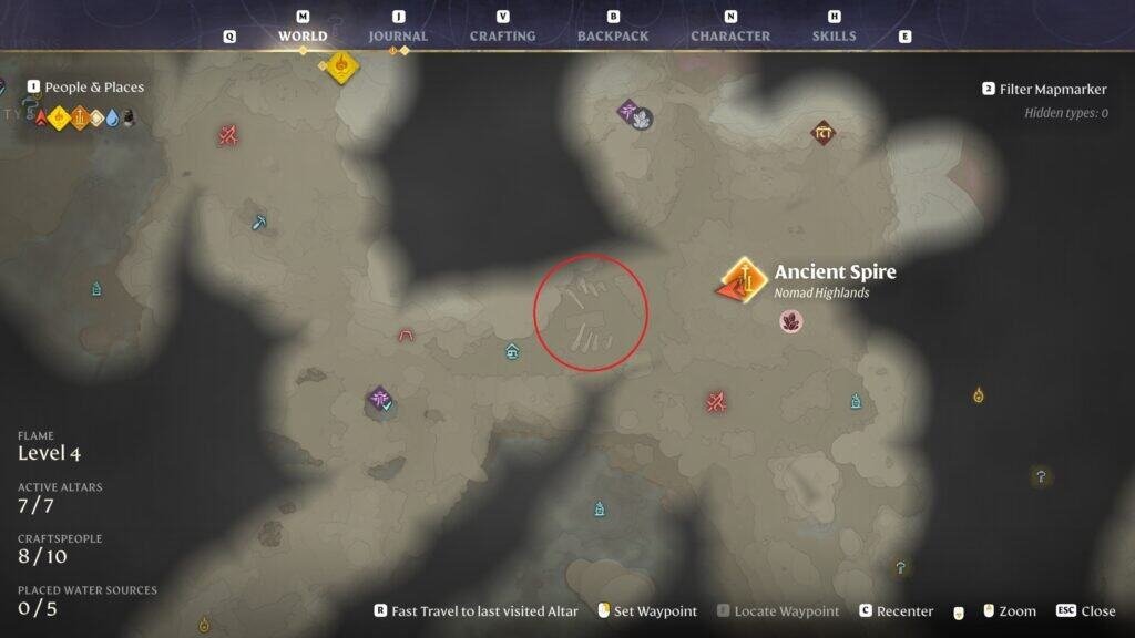 Enshrouded Fossilized Bone Location map