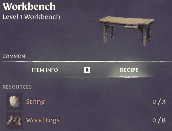 Enshrouded How to make a Workbench