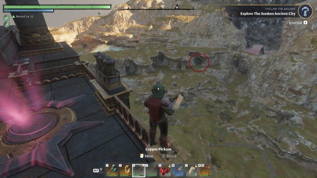 Enshrouded Top of Nomad Highlands spire Tin ore location