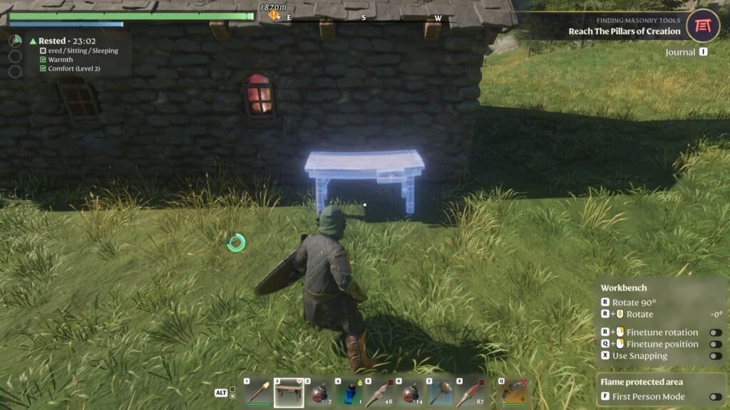 Enshrouded how to place a workbench