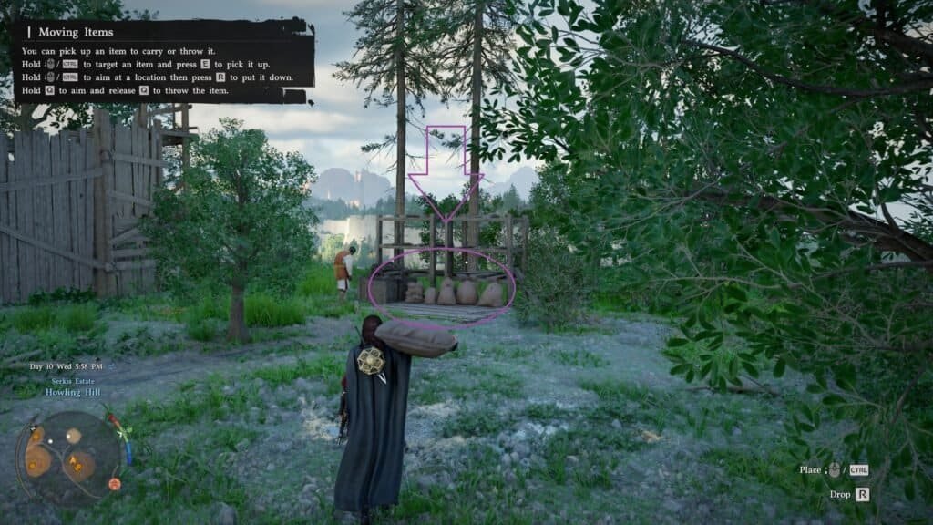 Drop the sack off there