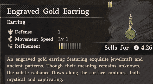 Engraved Gold Earring