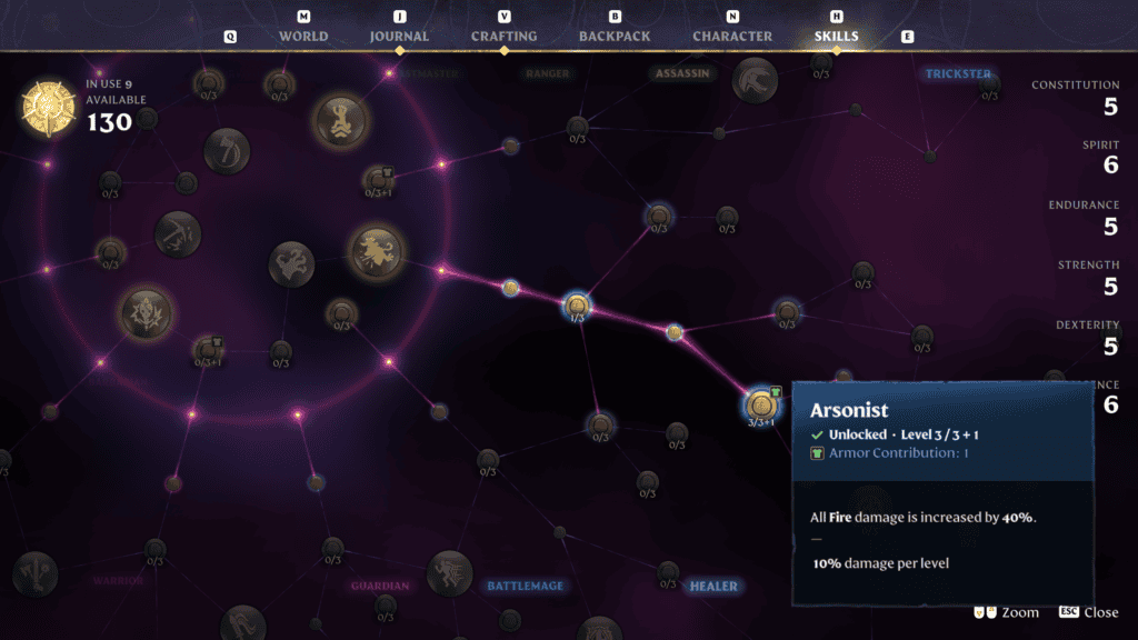 Arsonist Skill tree