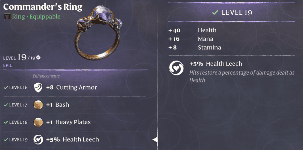 Commanders ring stats